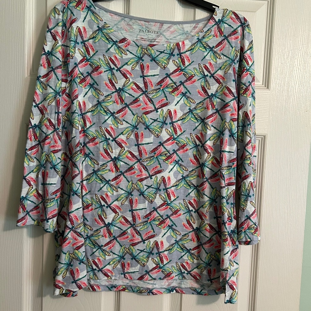 Talbots print 3/4 length sleeve top